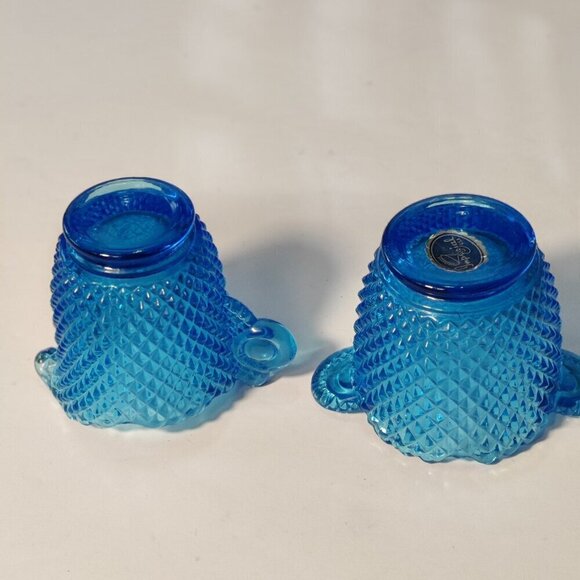 Imperial Glass Hobnail Depression cream and sugar in deep blue. Small sized - Picture 3 of 7